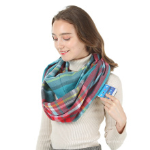 Fashion Infinity Scarves With Hidden Zipper Pocket for Girls Men Women